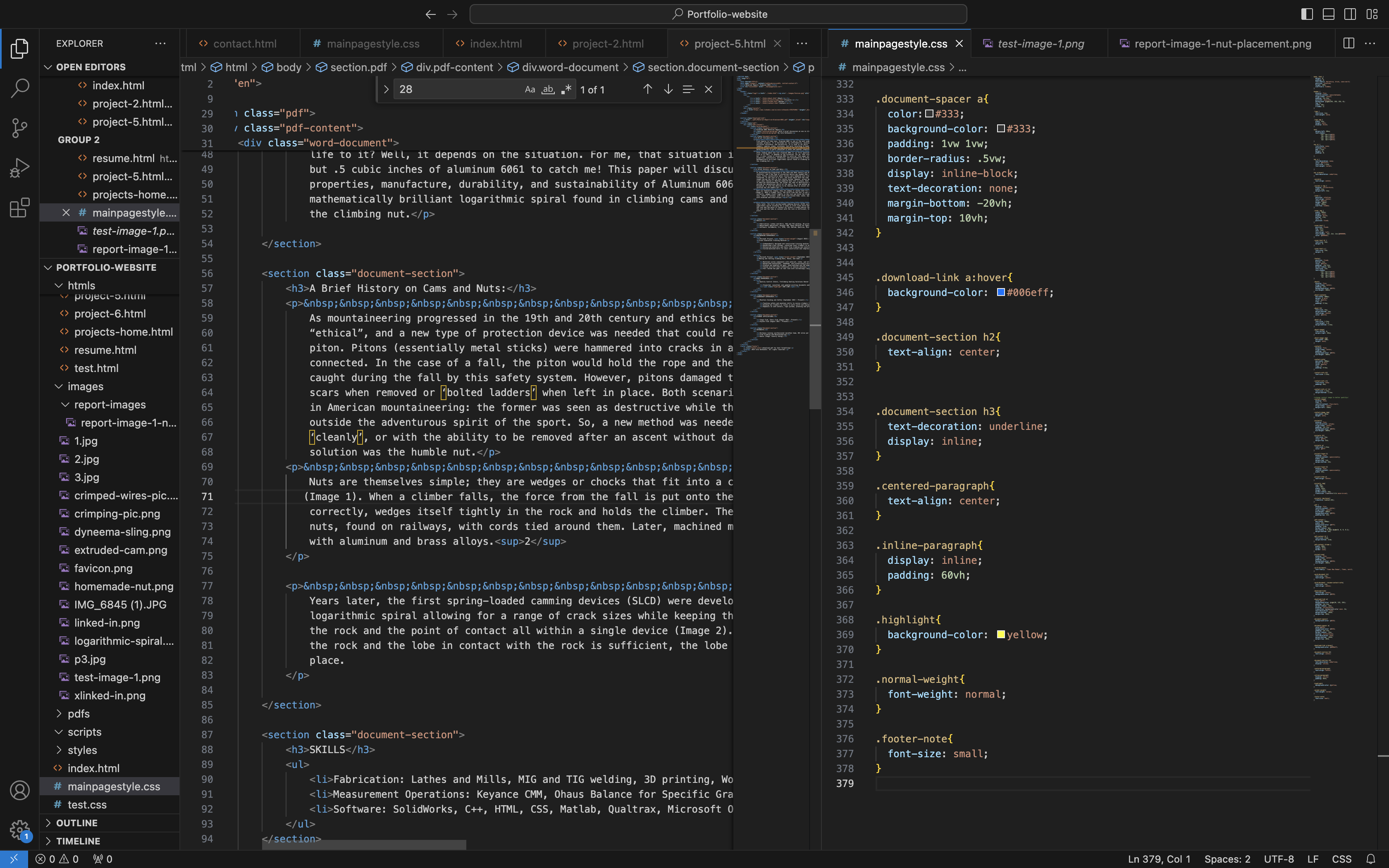 Screenshot of Code mid-development