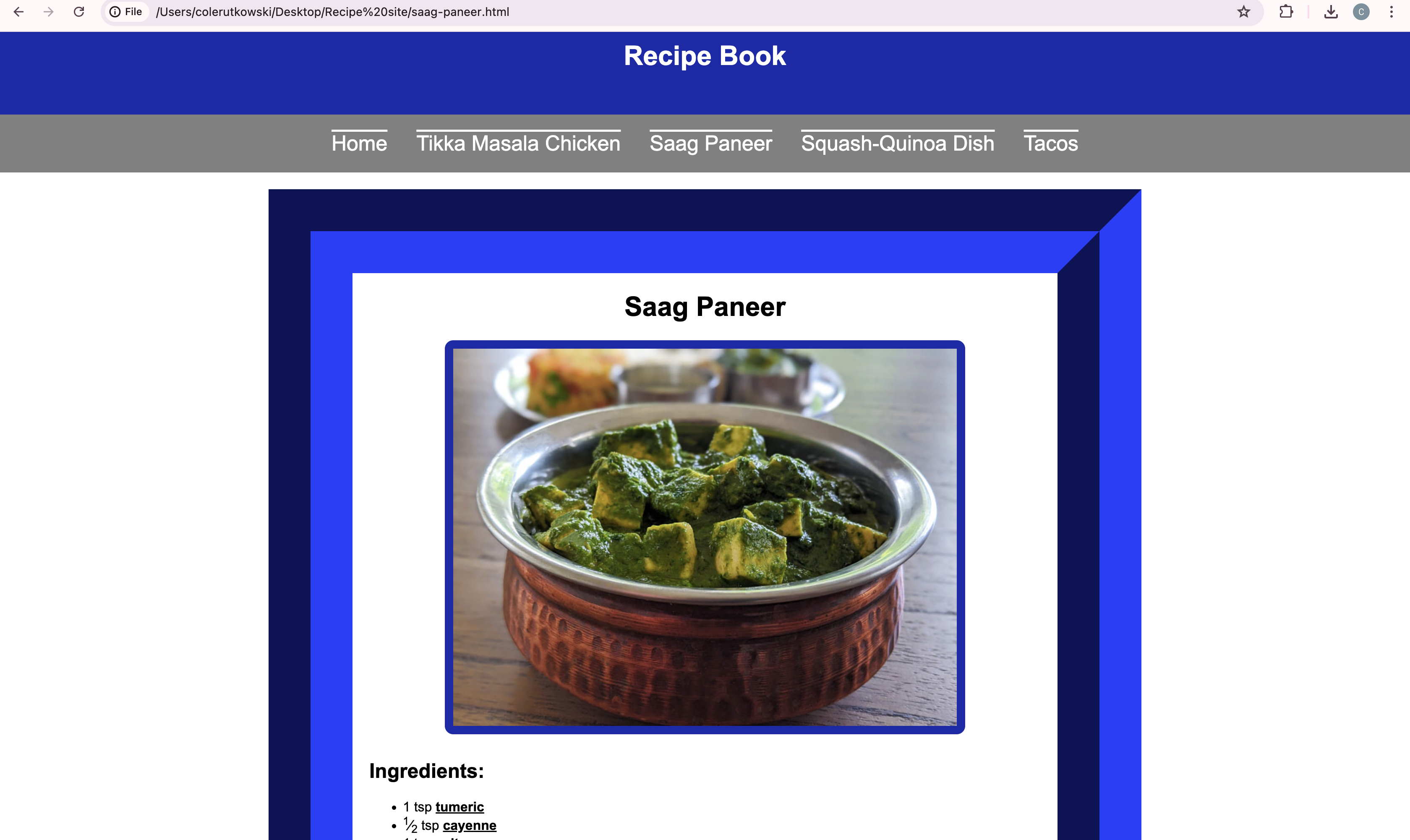 Recipe Entry example